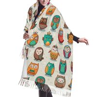 Tribal Owls Pashmina Shawl Scarf Women'S Anniversary Shawl Wrap Scarf 77" X 27"