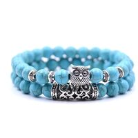 Aonklot Owl Bracelets for Women Healing Crystals Bracelet Spiritual Energy Beaded Bracelets Natural 