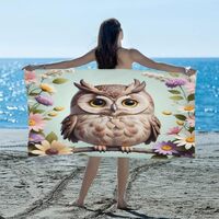 Eativisa Owl Color Flower Large Beach Towel 61X31 Inches Microfiber Beach Towels for Adults Quick Dr