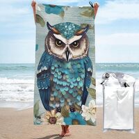 Dwrepo Beach Towel Sand Free Quick Dry Towel Microfiber Oversized Owl Spring Flowers Turquoise Trave