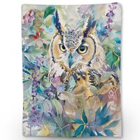 Ti Caldi Watercolor Owl Blanket - Ultra Soft, Lightweight Flannel, Fuzzy and Fluffy Throw Blankets, 