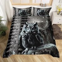 Feelyou Owl Duvet Cover 3D Animal Printed Bedding Set for Kids Boys Girls Teens Room Decor Bird Deco