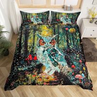 Feelyou Owl Duvet Cover 3D Animal Printed Bedding Set for Kids Boys Girls Teens Room Decor Bird Oil 