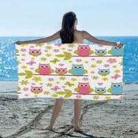 Eativisa Cute Cartoon Owls Large Beach Towel 61X31 Inches Microfiber Beach Towels for Adults Quick D