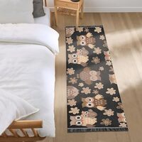 Kitchen Rugs Runner Rug for Hallway Bedroom Non Slip 2x6 Washable Owl Black Entryway Long Living Roo