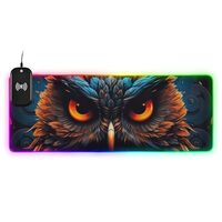 Blue Owl Desktop Mouse Pad, Large Mousepad, Light up Mouse Pad, Mouse Pads for Desk Gaming