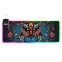 Blue Owl Mouse Pad Mat, Large Gaming Mousepad, Mouse Pad Light Up, Big Mouse Pad for Desk