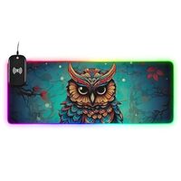 Blue Owl Computer Mouse Pad, Large Computer Mouse Pad, Light up Mouse Pad Gaming, Office Mouse Pad