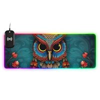 Blue Owl Gaming Keyboard and Mouse Pad, Large Gaming Mouse Pad, Light up Mouse Pad Gaming, Office Mo