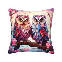 AYCZN Owl Flower Throw Pillow Cover, Owl On Branch Decorative Pillow Covers 20x20 Inch, Square Cushi