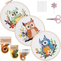 Konrisa Owl Embroidery Kit for Beginners Adult, Embroidery Starter Kit with Cloth Hoops Threads DIY 