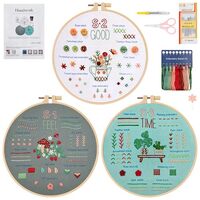 ASTNIC Embroidery Kit for Beginners, 3 Sets Owl Hand Embroidery Kit with Embroidery Hoop Punch Needl