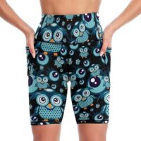 High Waist Yoga Pants with Cartoon Owl Pockets, Leggings for Women Tummy Control, Workout Leggings f