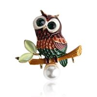 Kaichen Owl Pearl Brooch Beauty Brooch Pin Scarves Shawl Clip For Women Ladies