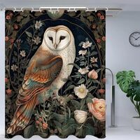 Reateforin Vintage Barn Owl Shower Curtain Dark Cottagecore Shower Curtains Goth Witchy Room Decor D