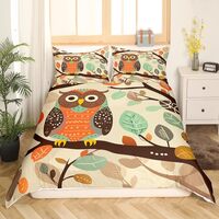 Feelyou Owl Comforter Cover Set Safari Bird Bedding Set for Kids Boys Girls Nature Wildlife Theme Du