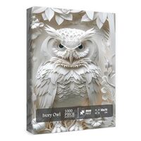 Owl Puzzles Paper-cut art Puzzle 1000 Piece for Adults, White Bird Jigsaw Puzzle Animal Forest, Impo