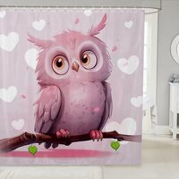 Erosebridal Cute Owl Waterproof Bathroom Curtain for Boys Girls Kawaii Bird Bath Curtain, White Love