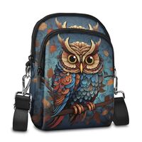 Owl Crossbody Bags for Women Cell Phone Bag Small Over Shoulder Handbag Purse with Card Slots and Ad