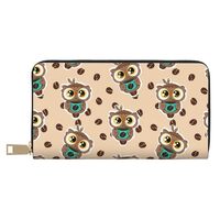 Buewutiry Travel Wallet Womens - Cute Coffee Owls Zipper Wallets for Women, Cute Wallets for Women