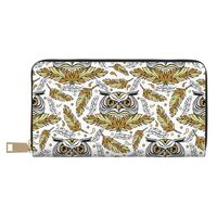 Buewutiry Travel Wallet Womens - Feathered Owl Print Zipper Wallets for Women, Cute Wallets for Wome