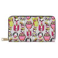 Buewutiry Travel Wallet Womens - Pink Green Owl Zipper Wallets for Women, Cute Wallets for Women