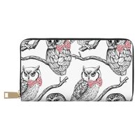 Buewutiry Travel Wallet Womens - Bow Tie Owl Zipper Wallets for Women, Cute Wallets for Women