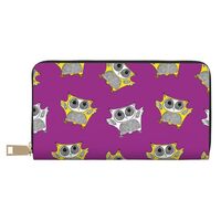 Buewutiry Travel Wallet Womens - Quirky Owl Purple Zipper Wallets for Women, Cute Wallets for Women