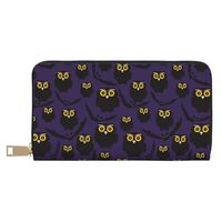 Buewutiry Travel Wallet Womens - Black Owls Bats Zipper Wallets for Women, Cute Wallets for Women