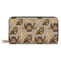 Buewutiry Travel Wallet Womens - Moon Stars Owls Zipper Wallets for Women, Cute Wallets for Women