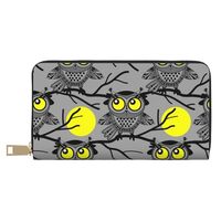 Buewutiry Travel Wallet Womens - Moon Owl - Gray Zipper Wallets for Women, Cute Wallets for Women
