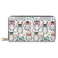 Buewutiry Travel Wallet Womens - Owl with Glasses Zipper Wallets for Women, Cute Wallets for Women