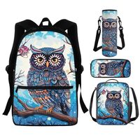 Dreaweet Owl Backpack for Girls 8-10 with Lunch Box 3rd Grade/4th Grade Kids Bookbag with Lunchbox a