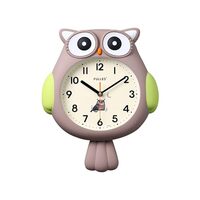 Ergocar Owl Wall Clock, No Tick Silent Modern Cartoon Wall Clock, Swing, Suitable for Living Room, B