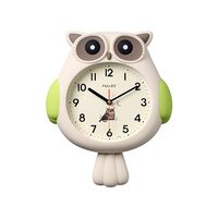 Ergocar Owl Wall Clock, No Tick Silent Modern Cartoon Wall Clock, Swing, Suitable for Living Room, B