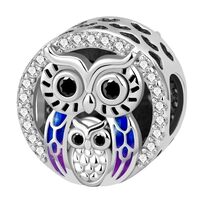 LINGDIE 925 Sterling Silver Charms For Bracelets And Necklaces Owl Lucky Dangle Pendants Rhinestone 