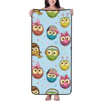 Novastar Cotton Bath Towels for Bathroom - Cute Cartoon Colorful Owls Microfiber Towels for Body Bat