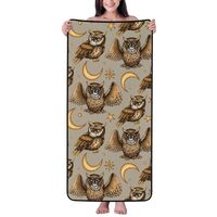 Cotton Bath Towels for Bathroom - Moon Stars Owls Personalized Quick Dry Beach Towel, Microfiber Tow