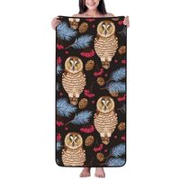 Cotton Bath Towels for Bathroom - Pinecone Owl Brown Personalized Quick Dry Beach Towel, Microfiber 