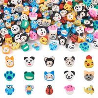 FASHEWELRY 150Pcs Cute Animals Polymer Clay Beads Rabbit Cat Frog Owl Spacer Beads Soft Clay Bracele