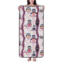Novastar Cotton Bath Towels for Bathroom - Purple Tree Owls Microfiber Towels for Body Bath Sheets, 