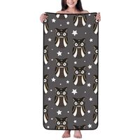 Novastar Cotton Bath Towels for Bathroom - Black White Owl Stars Microfiber Towels for Body Bath She