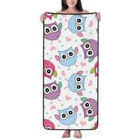 Novastar Cotton Bath Towels for Bathroom - Blue Purple Pink Owl Microfiber Towels for Body Bath Shee