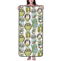 Novastar Cotton Bath Towels for Bathroom - Blue Green Owls Microfiber Towels for Body Bath Sheets, P