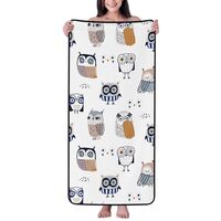 Novastar Cotton Bath Towels for Bathroom - Quirky Doodle Owl White Microfiber Towels for Body Bath S