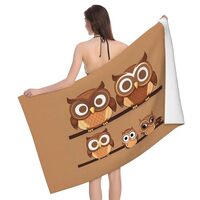 NHYONU Cute Big Brown Cartoon Owls Print Fiber Absorbent Bath Towel Beach Towel, Pools, or Gyms.Soft