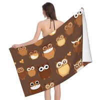 NHYONU Cute Brown Cartoon Owl Print Fiber Absorbent Bath Towel Beach Towel, Pools, or Gyms.Soft Blan