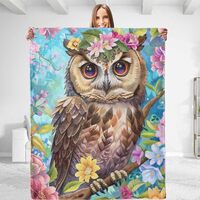dhakalrlde Cute Owl Throw Blanket - Soft Plush, Lightweight, Warm, Fuzzy Anti-Pilling Flannel Blanke