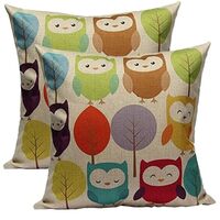 2pcs Decorative Owl Pillow Covers for Couch, Chair, Sofa, Bed, Window Seat, Ottoman, Coffee Table, B