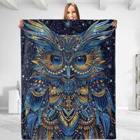 dhakalrlde Aesthetic Owl Throw Blanket - Soft Plush, Lightweight, Warm, Fuzzy Anti-Pilling Flannel B